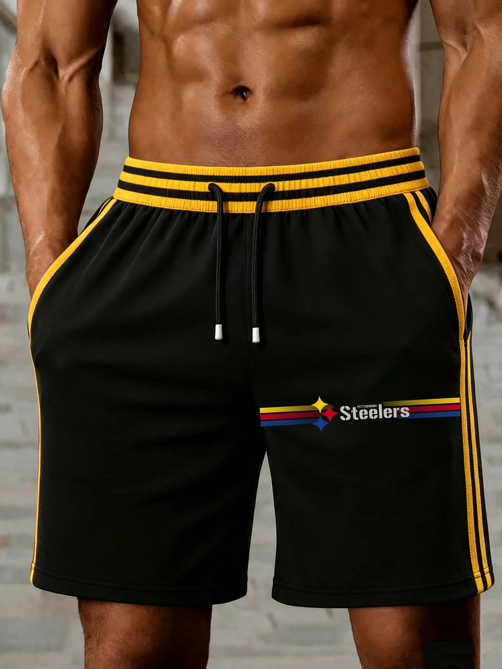 Men's Steelers Print Casual Shorts