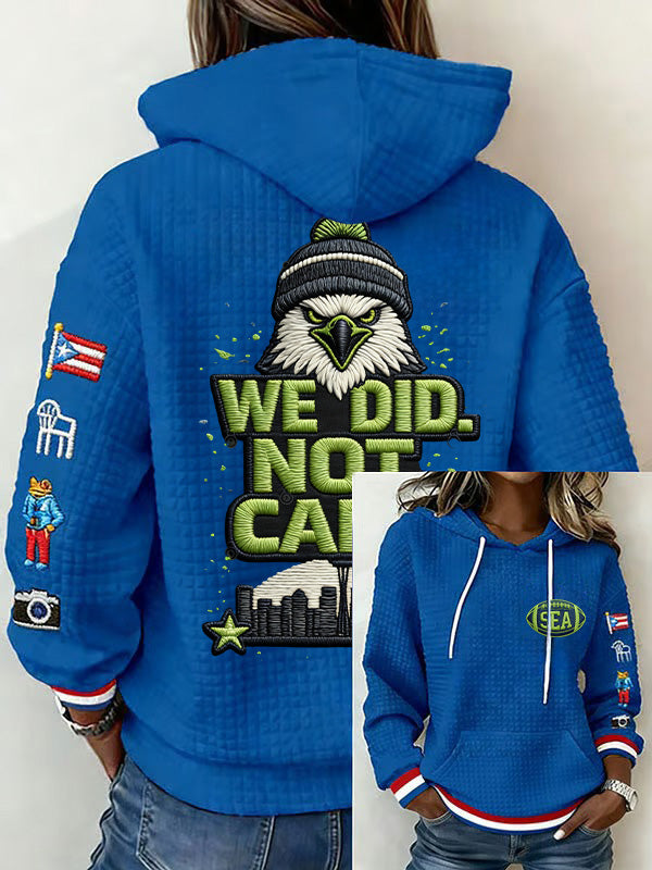 Ladies' Retro Casual Seahawk Champion Printed Waffle Hoodie