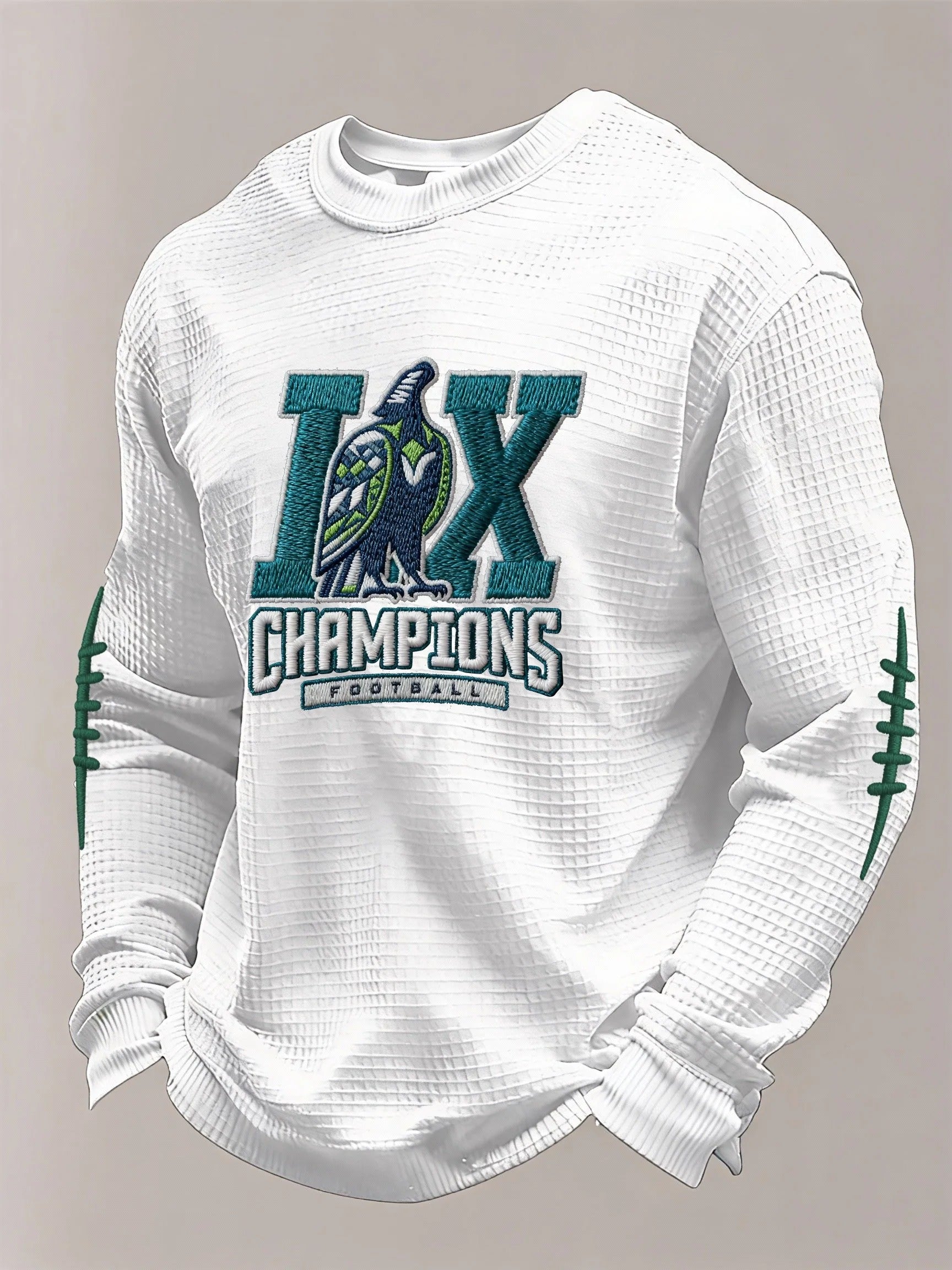 Men’s Football Graphic Waffle Knit Long Sleeve Crewneck T-Shirt