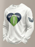 Men'S Retro Casual Seattle Champion Waffle Round Neck T-Shirt