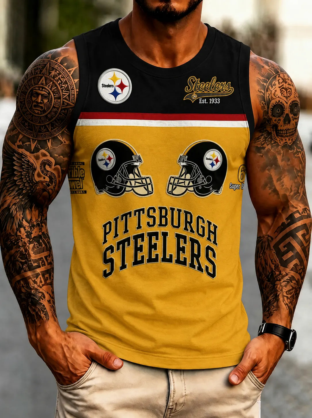 Men's Steelers Sleeveless Jersey Tank Top