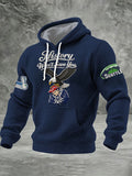 Men'S Minimalist Personalized Art Seahawk Champion Rugby Pattern Waffle Hoodie