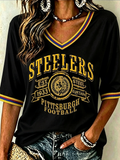 Women's Casual Steelers Print T-Shirt