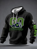 Men'S Minimalist Personalized Art Seahawk Champion Rugby Pattern Waffle Hoodie