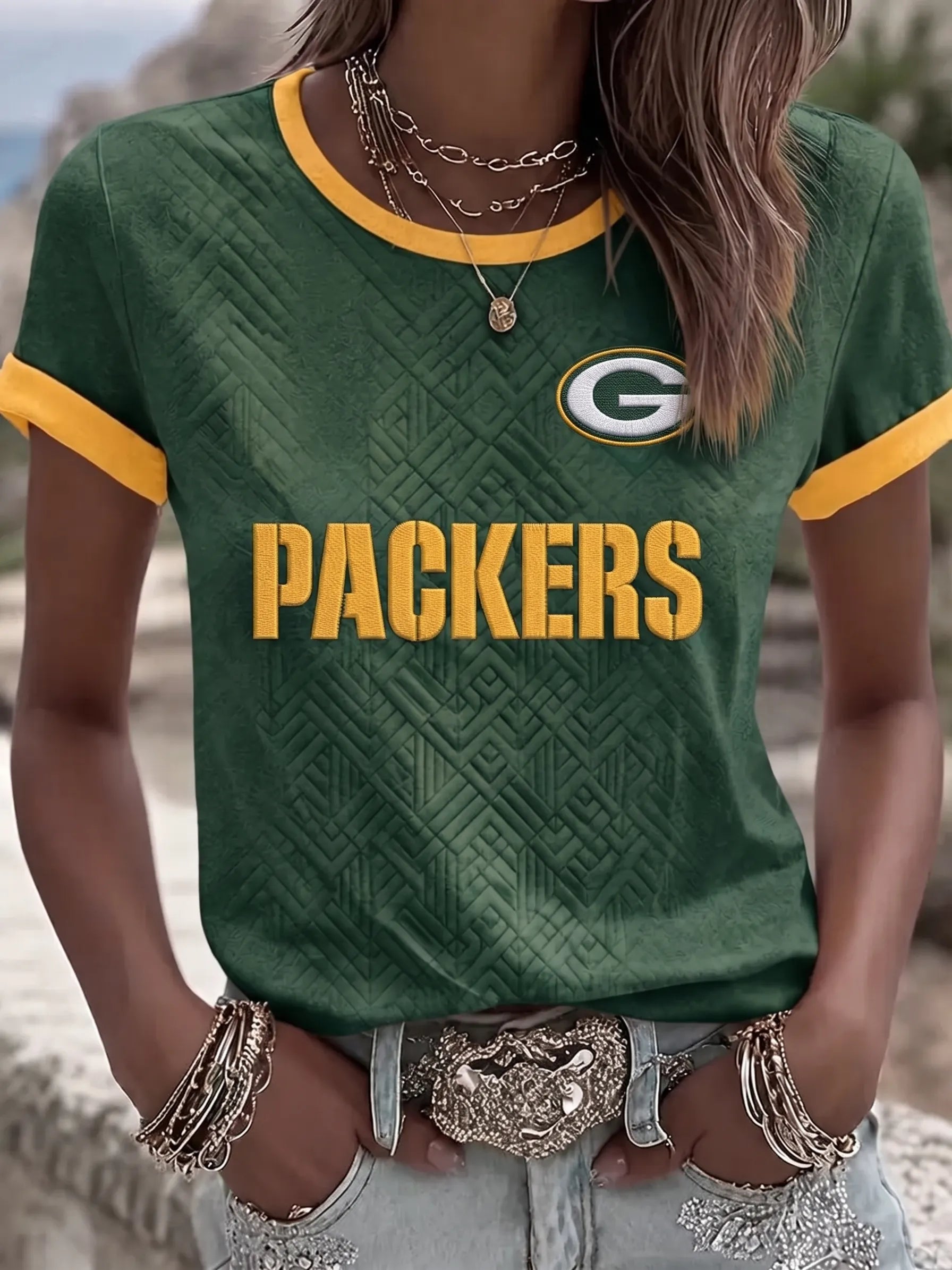 Women's Green Bay Packers Football Fan Print T-Shirt