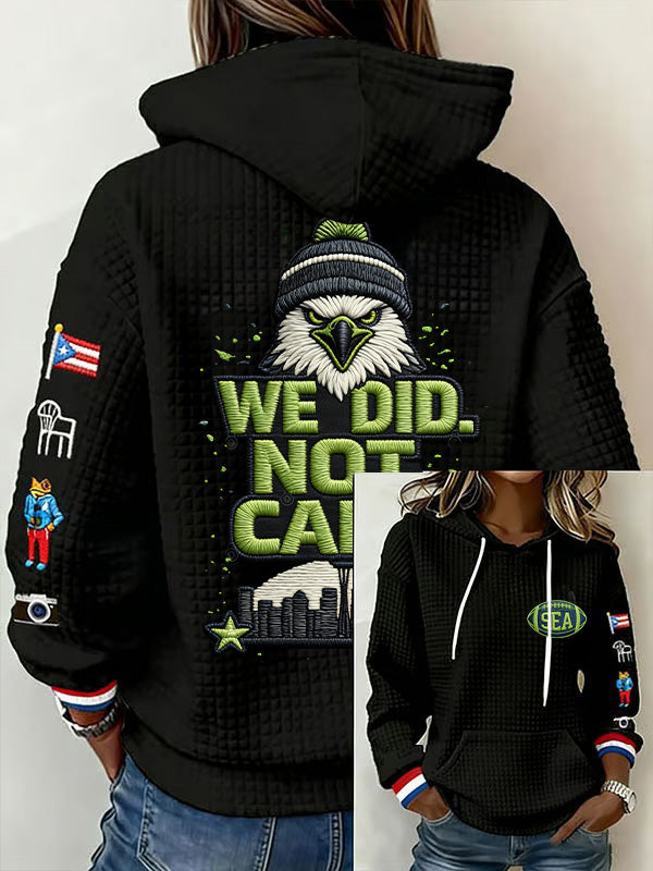 Ladies' Retro Casual Seahawk Champion Printed Waffle Hoodie