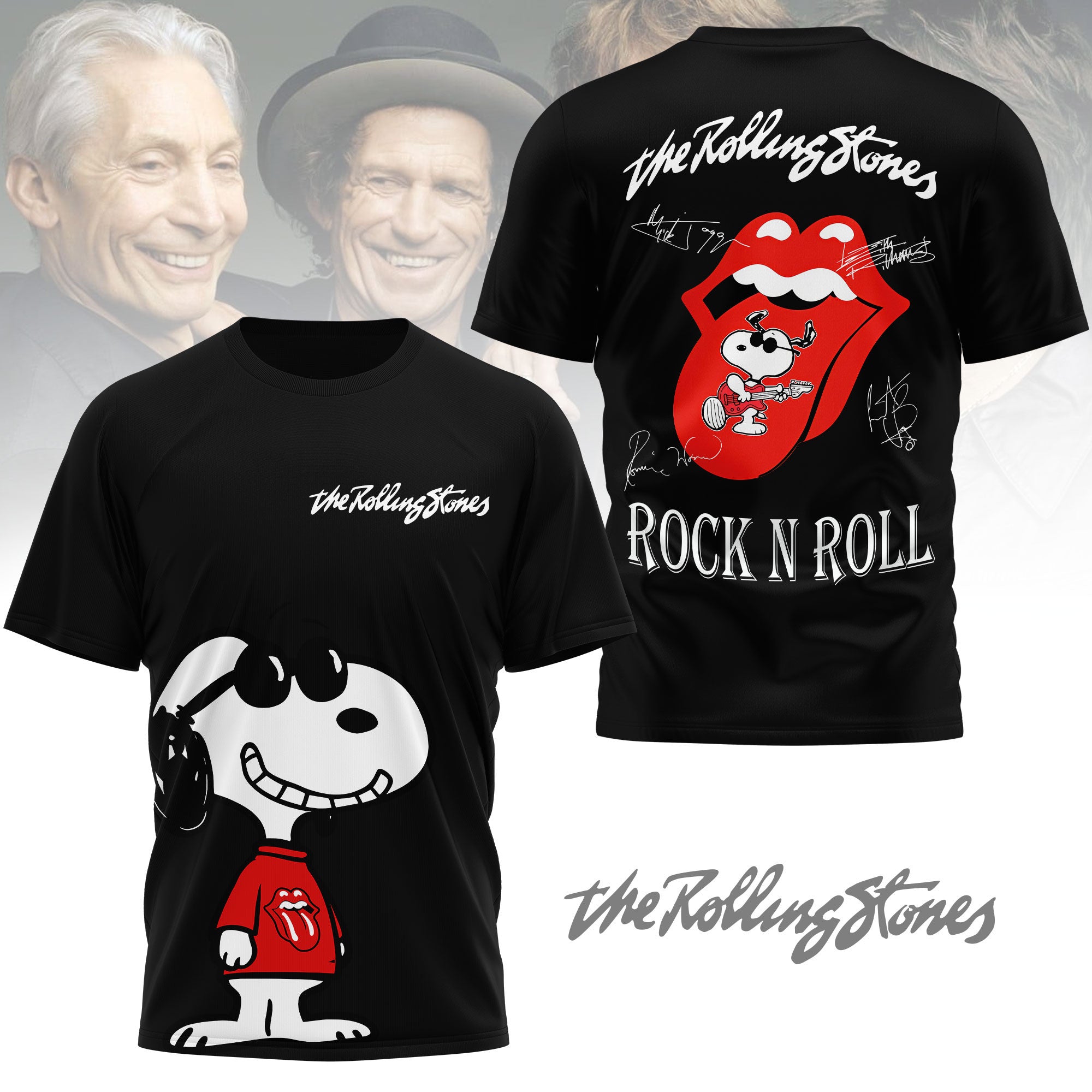 The Rolling Stones Red Tongue Snoopy Graphic 3D Shirt for Rock Fans Who Live for Classic Tours NY