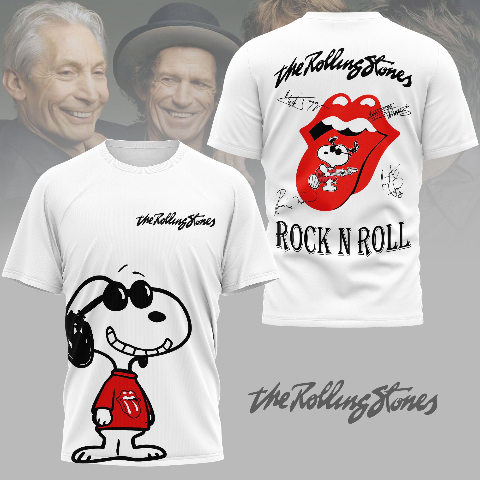 The Rolling Stones Red Tongue Snoopy Graphic 3D Shirt for Rock Fans Who Live for Classic Tours NY