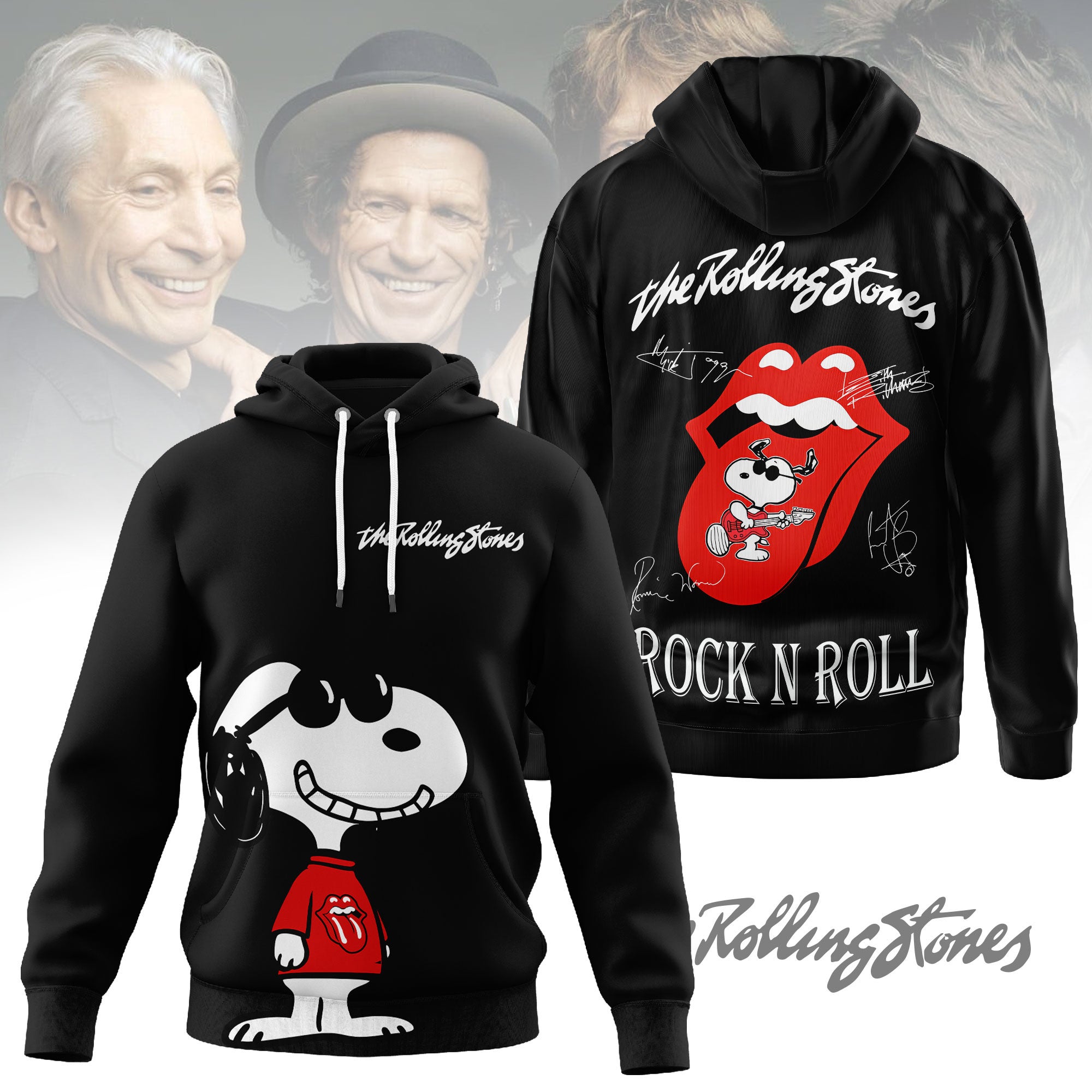 The Rolling Stones Red Tongue Snoopy Graphic 3D Shirt for Rock Fans Who Live for Classic Tours NY