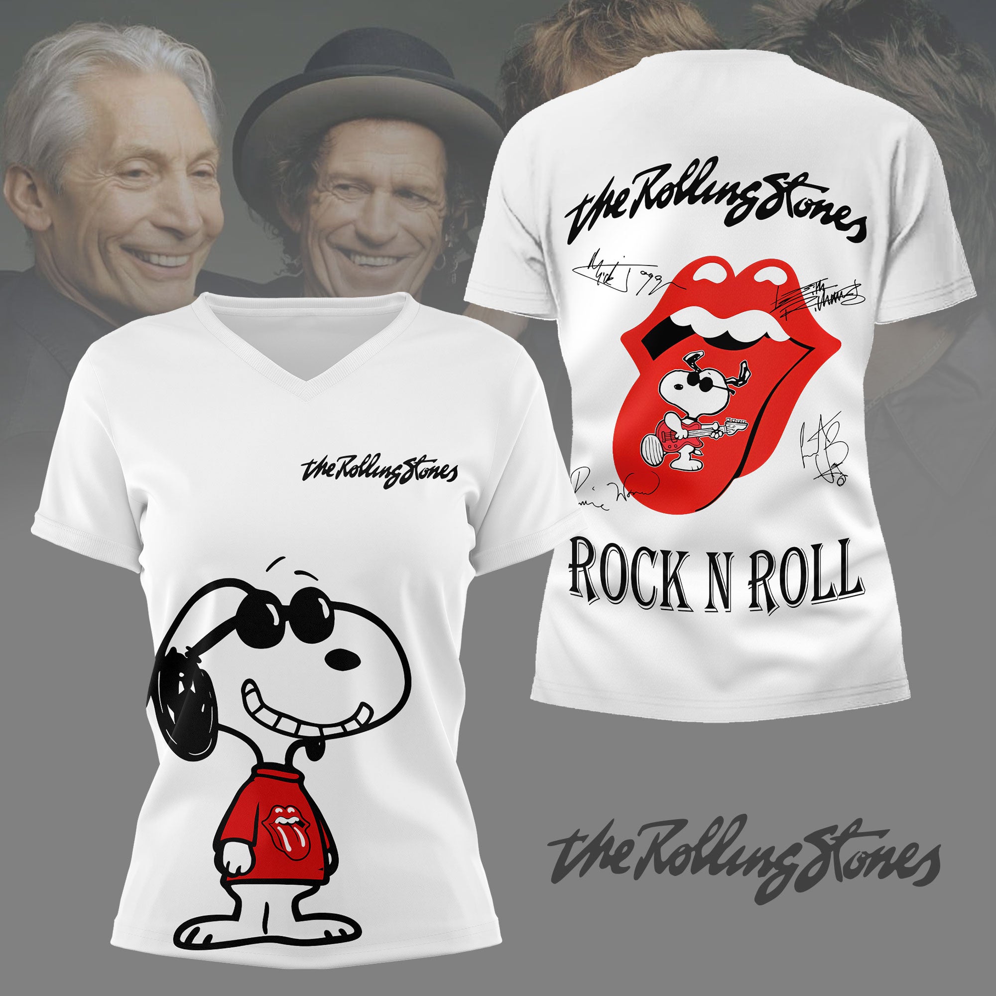The Rolling Stones Red Tongue Snoopy Graphic 3D Shirt for Rock Fans Who Live for Classic Tours NY