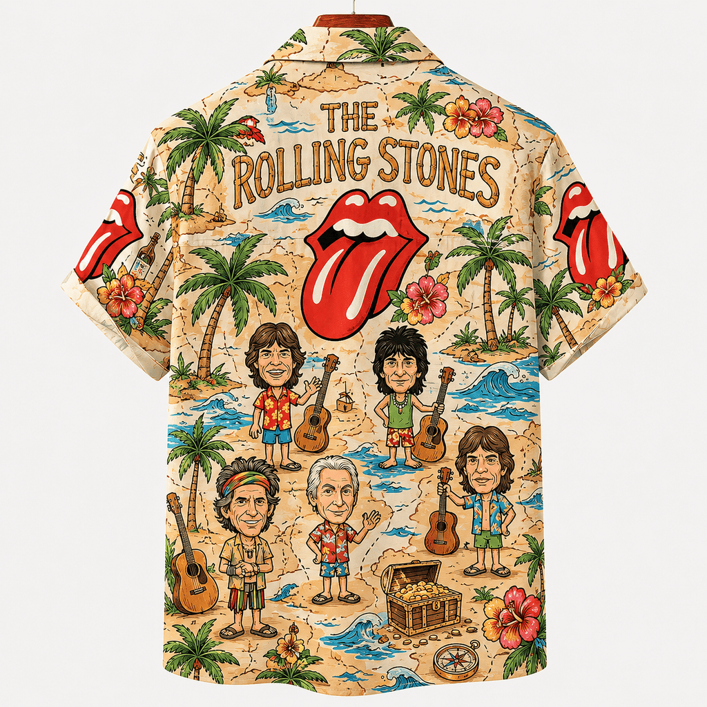 Retro Rock Music Aloha Shirt