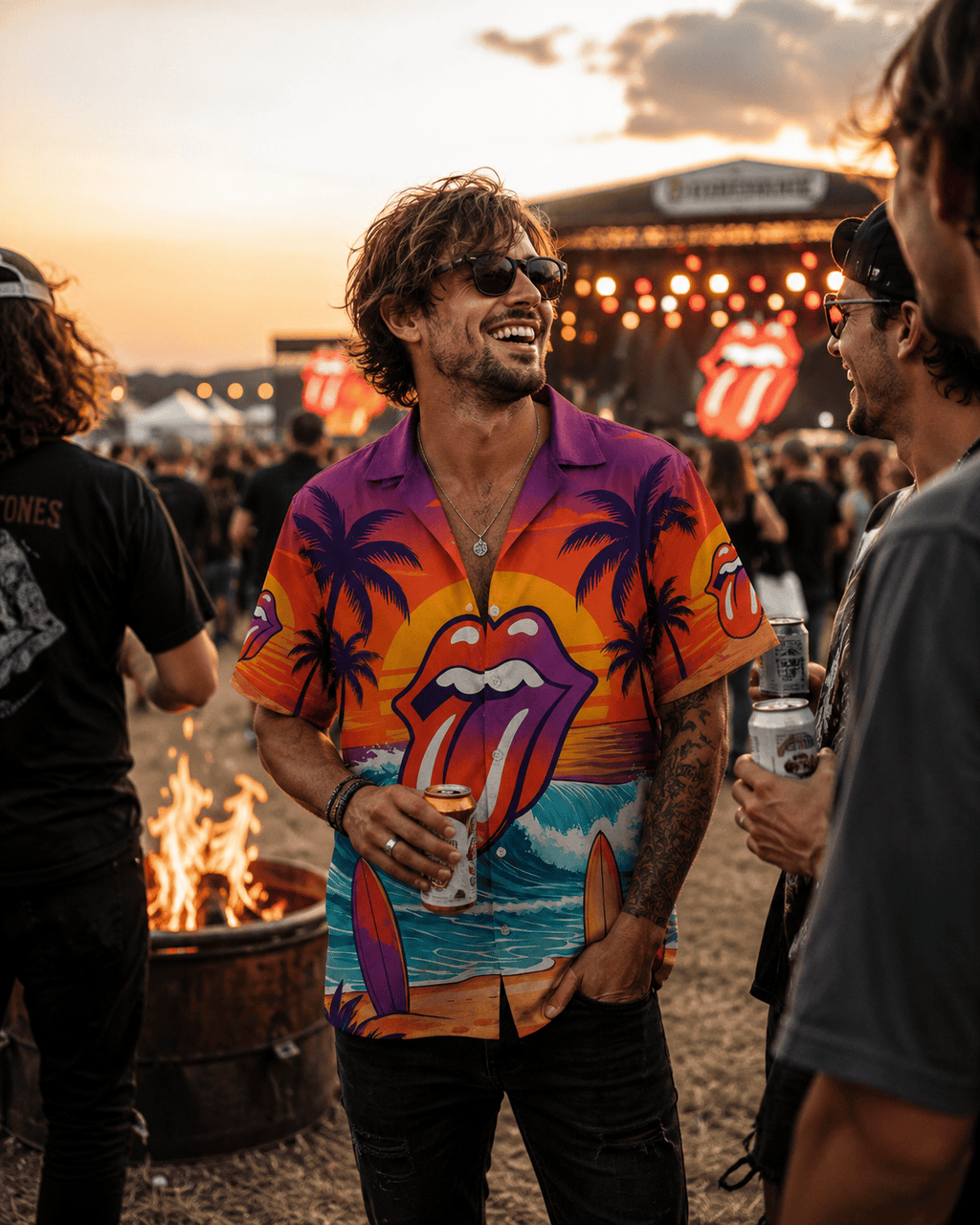 Rock Music Fan Hawaiian Button Shirt