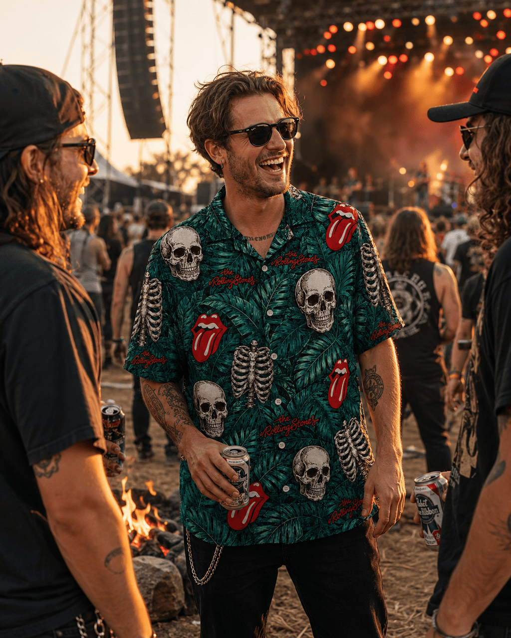 Vintage Rock Skull Hawaiian Shirt