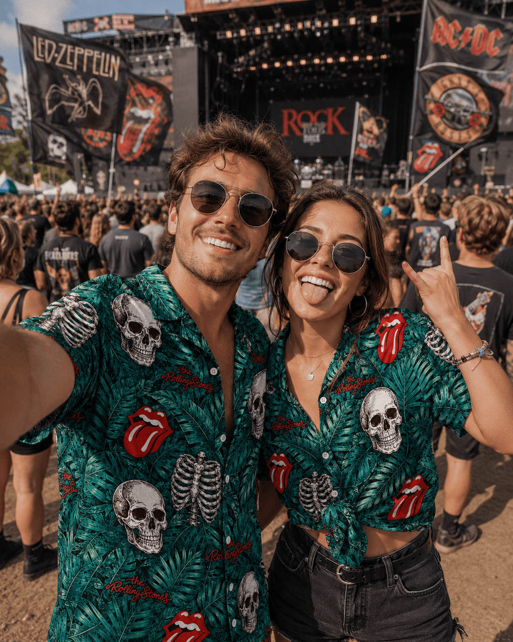 Vintage Rock Skull Hawaiian Shirt