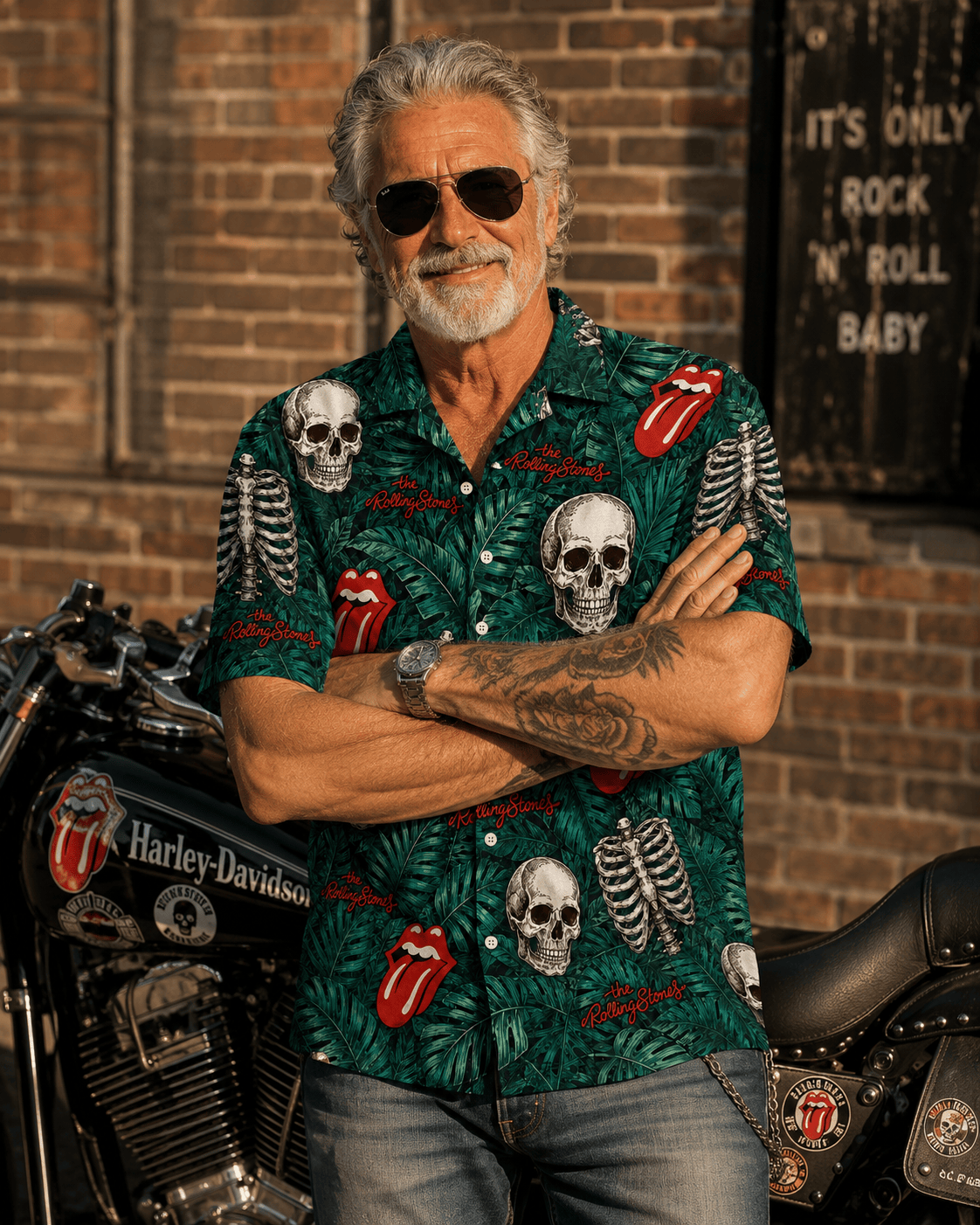 Vintage Rock Skull Hawaiian Shirt