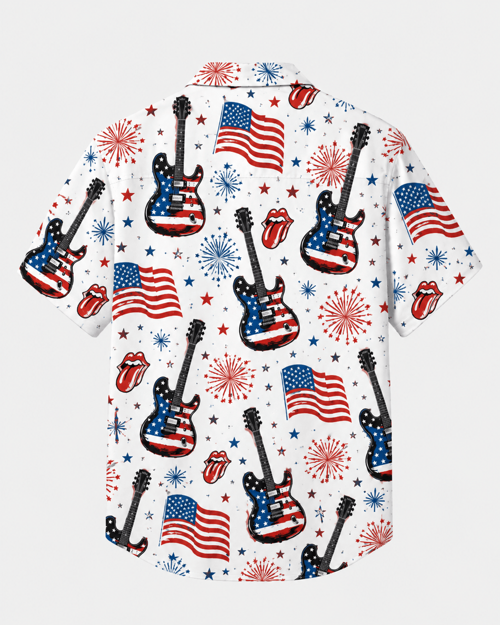 250 American Flag Guitar Hawaiian Shirt
