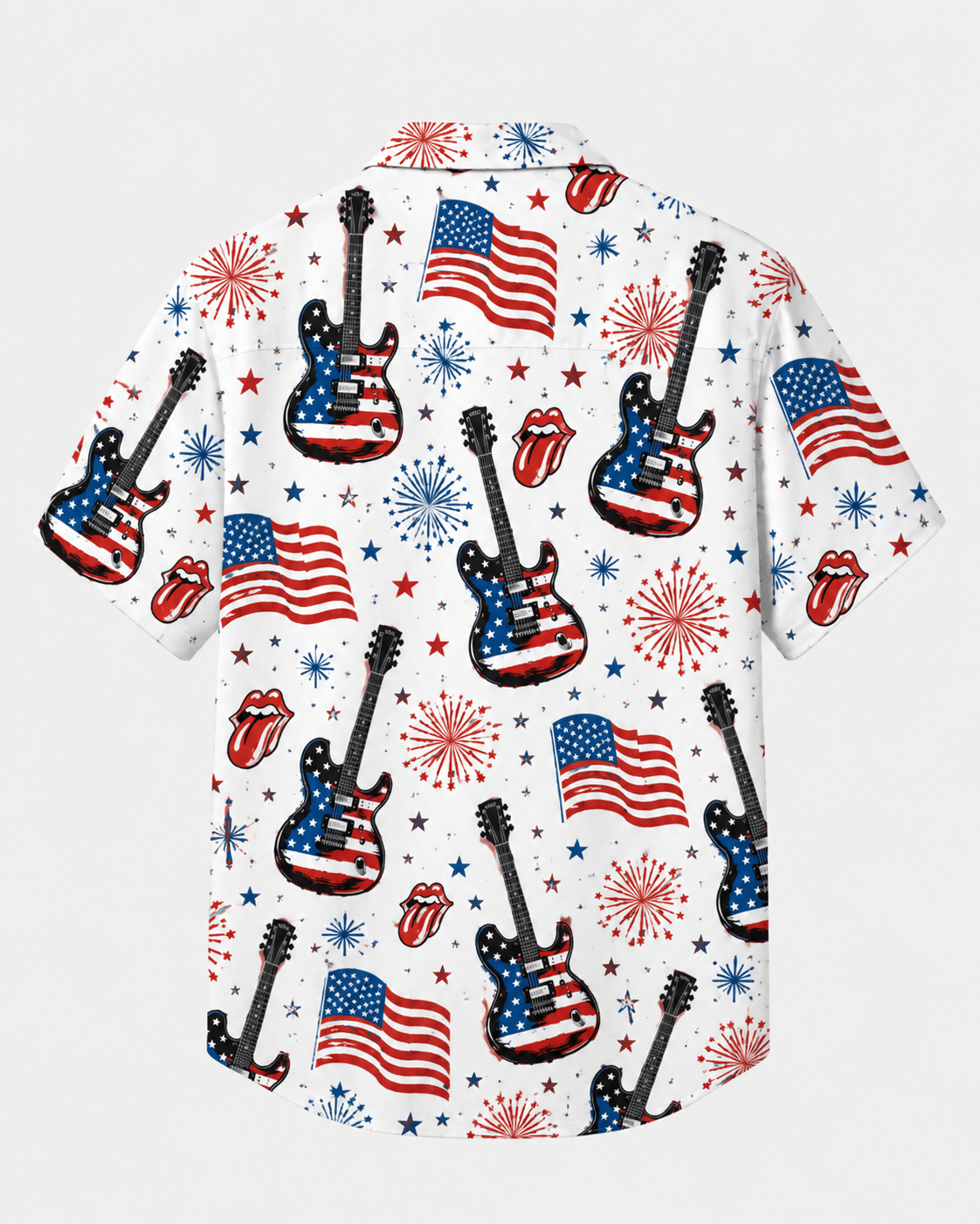 250 American Flag Guitar Hawaiian Shirt