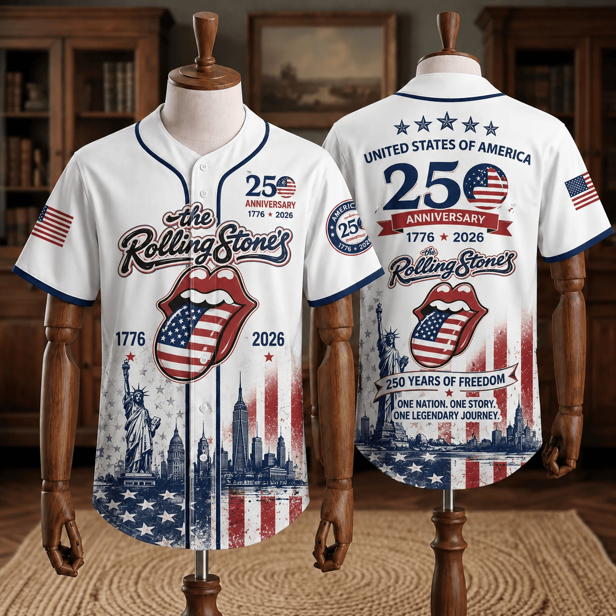 Rolling USA 250th Anniversary Baseball Jersey