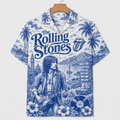 Classic Rock Blue Toile Vintage Hawaiian Shirt