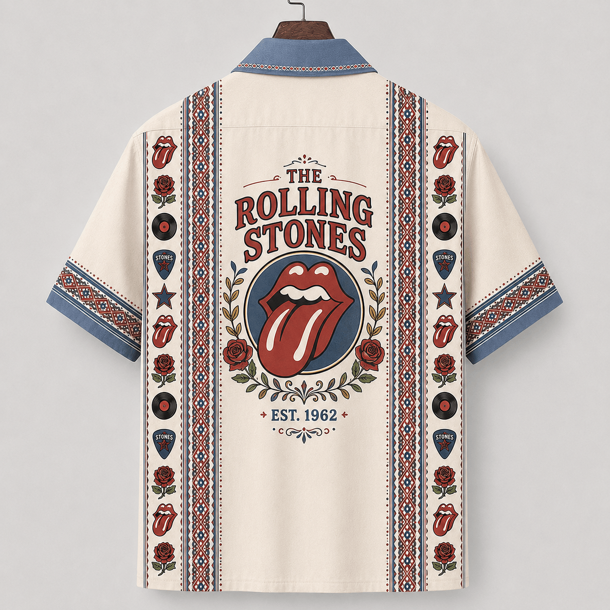 The Rolling Stones Vintage Stripe Hawaiian Shirt