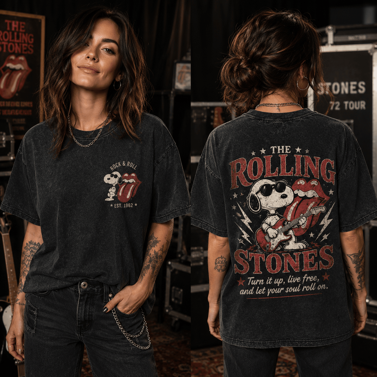The Rolling Stones Snoopy 3D Shirt for Classic Rock Enthusiasts NTH