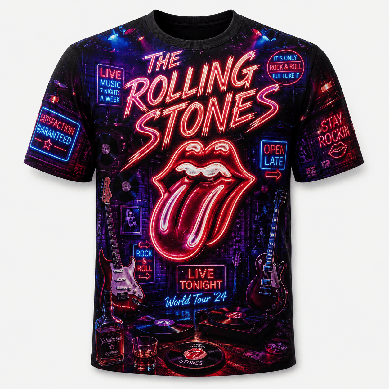 The Rolling Stones Neon Rock Bar 3D T-Shirt