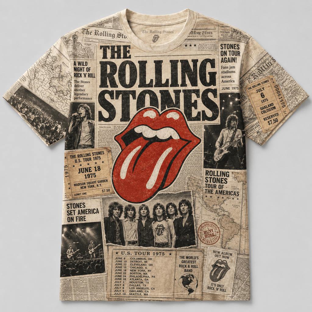 The Rolling Stones Vintage Newspaper 3D T-Shirt
