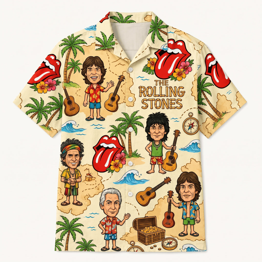 Retro Rock Music Aloha Shirt