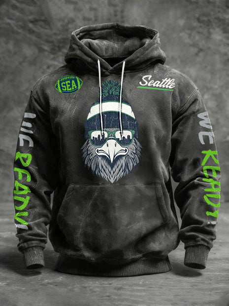 Men'S Casual Seattle Champion Printed Hooded Sweatshirt