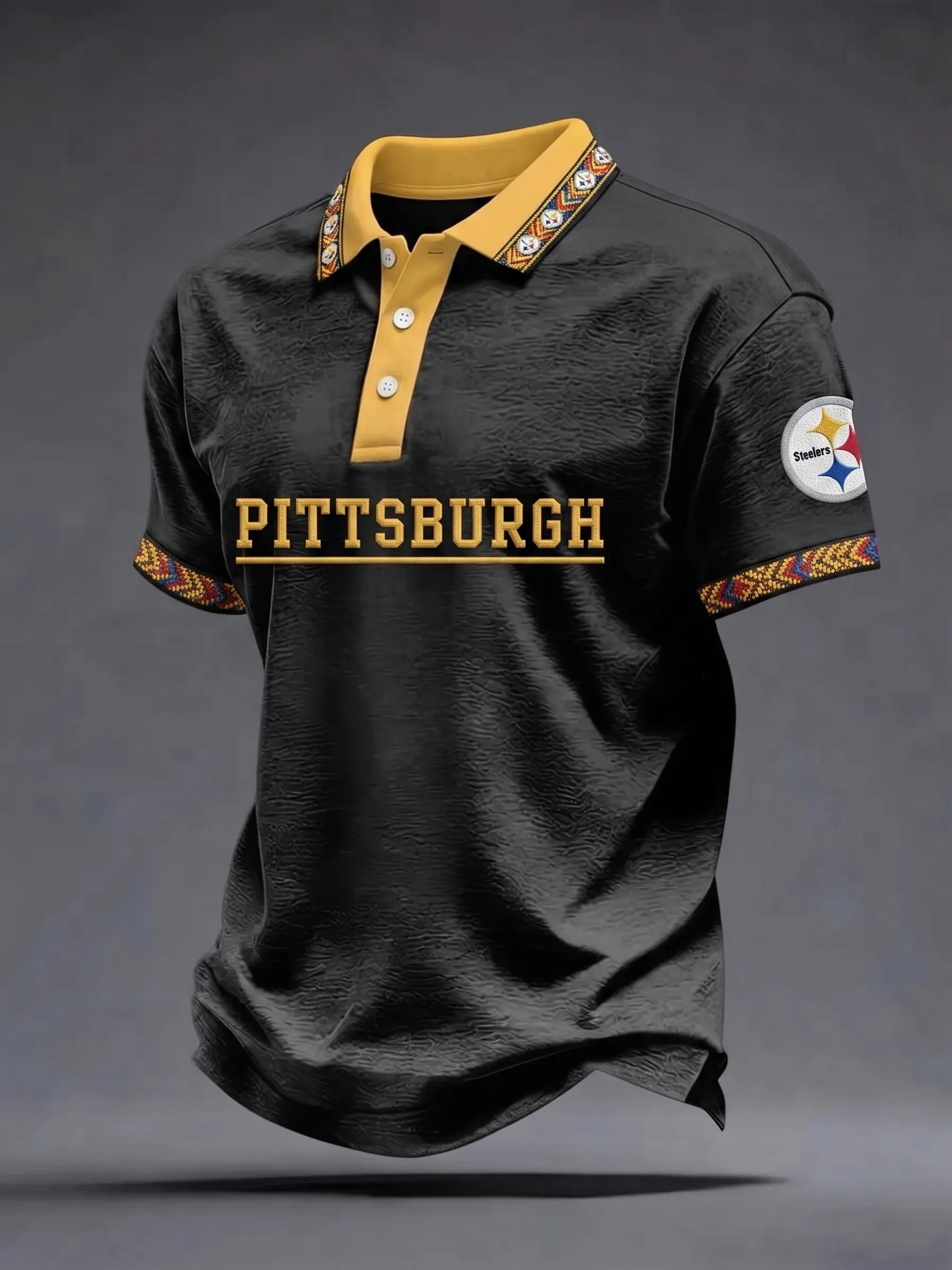 Men's Pittsburgh Steelers Fan Print Polo Shirt