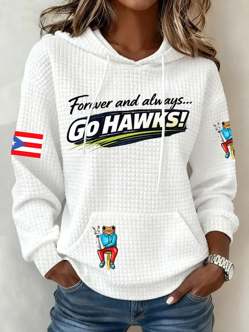 Ladies' Retro Casual Seahawk Champion Printed Waffle Hoodie