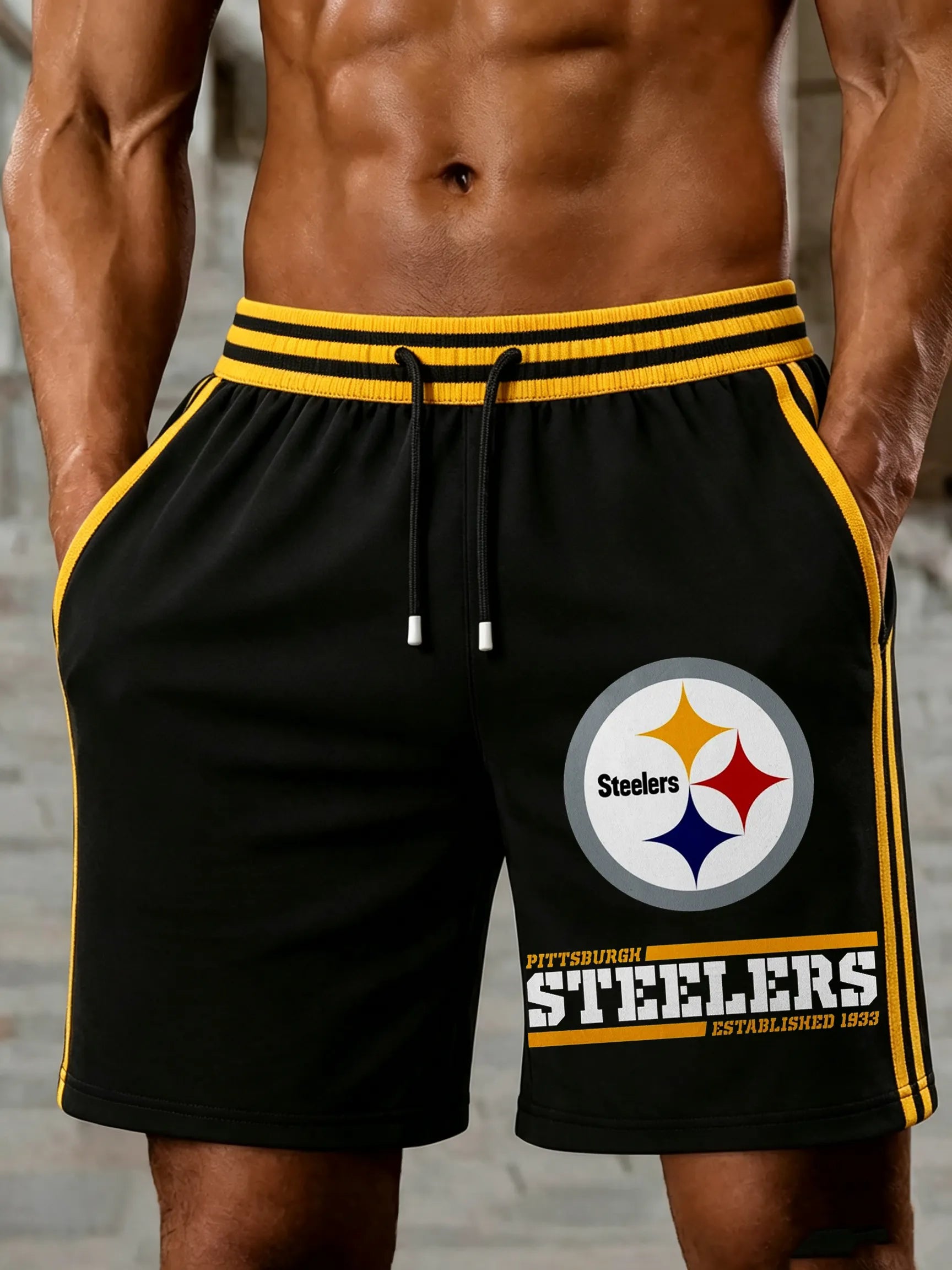 Men's Steelers Print Casual Shorts