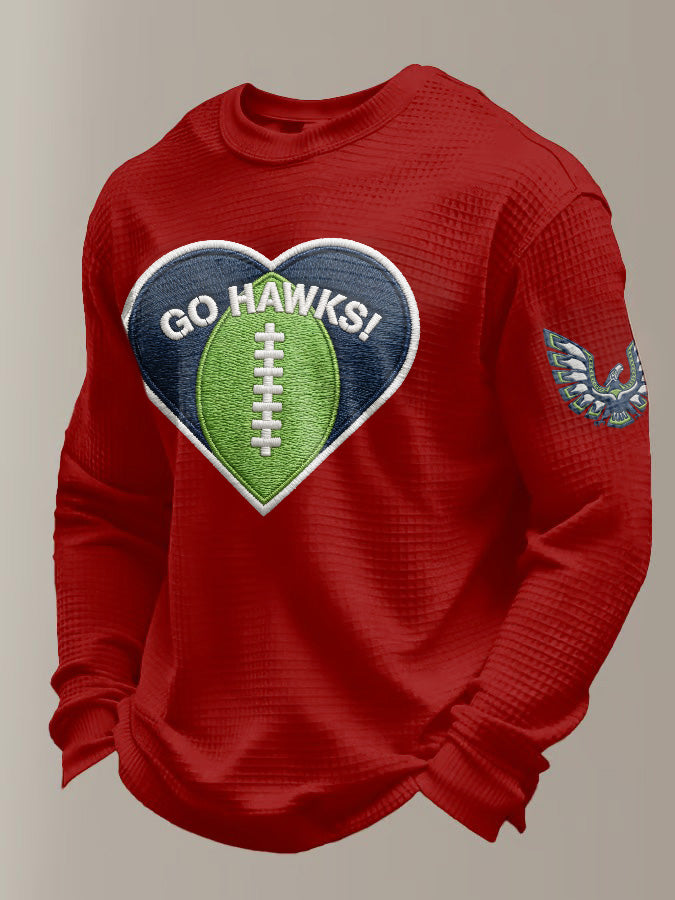 Men'S Retro Casual Seattle Champion Waffle Round Neck T-Shirt