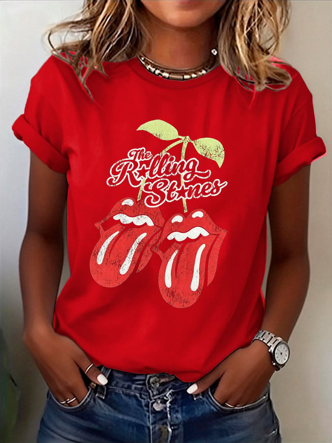 Women's Band-Print Casual T-Shirt