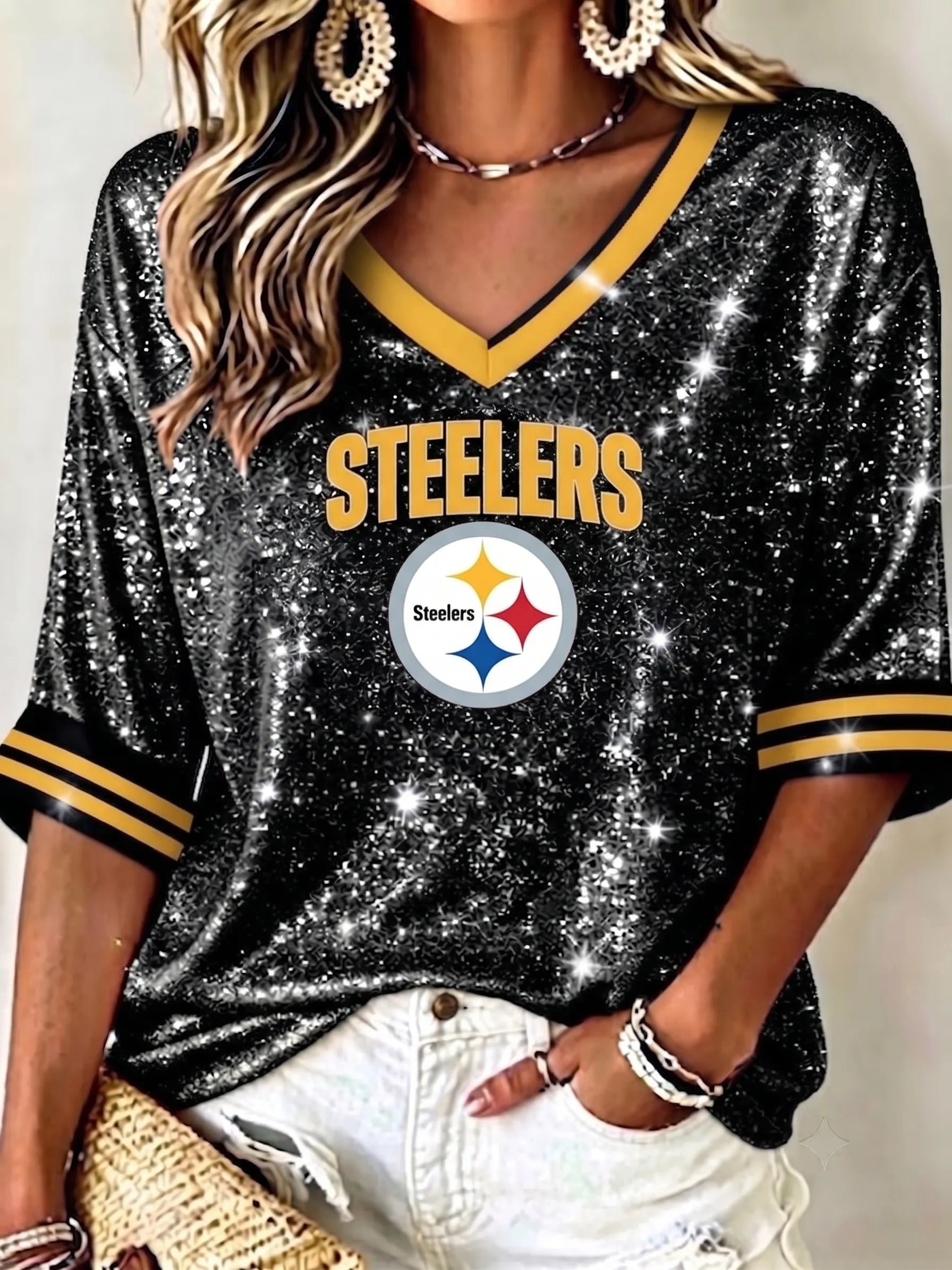 Women's Casual Steelers Print T-Shirt