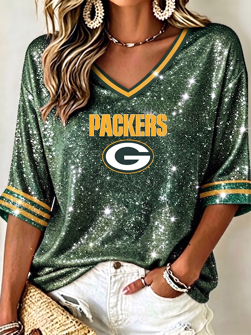 Women's Green Bay Packers Print Fan Top