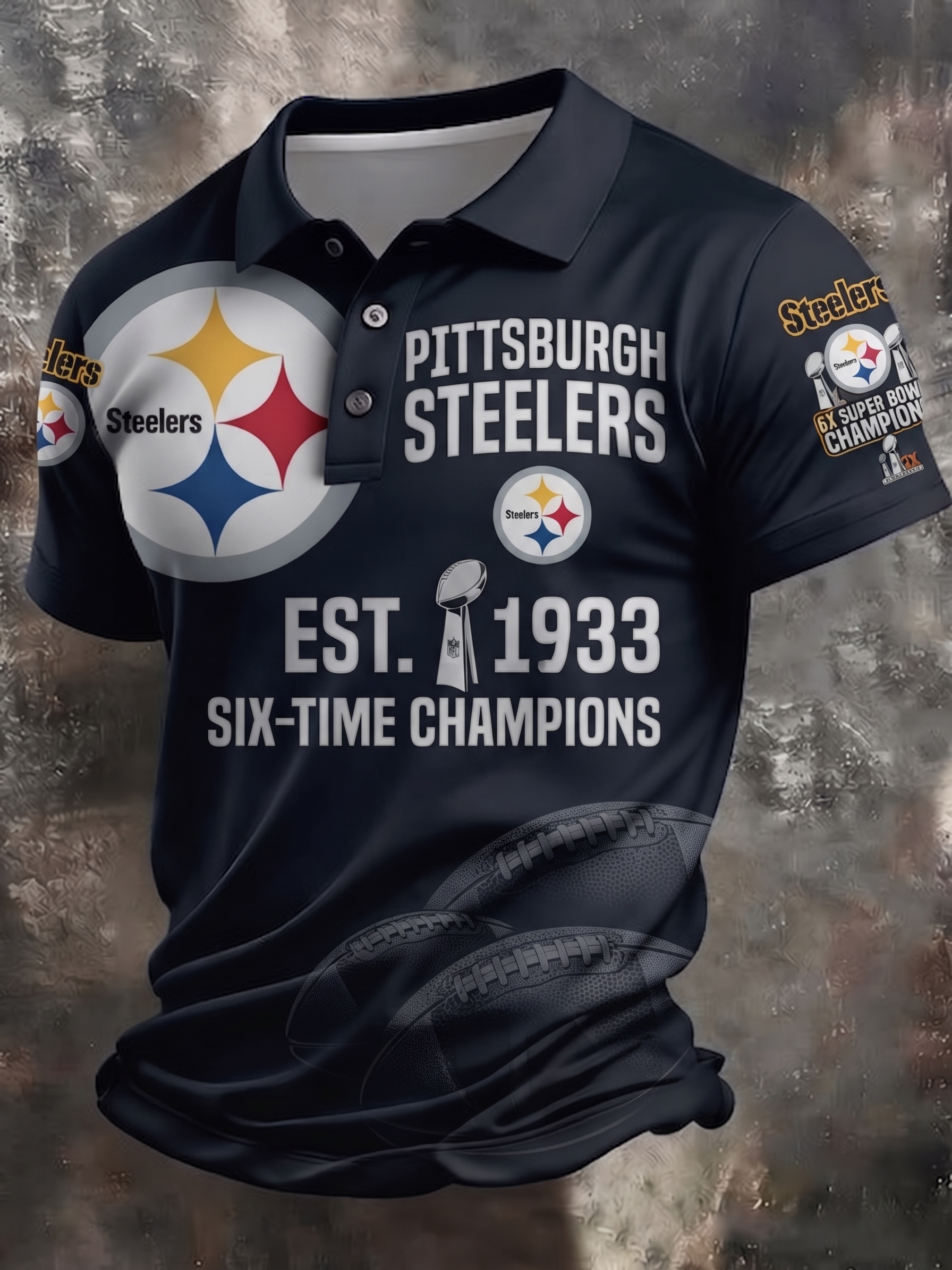 Men's Pittsburgh Steelers Fan Print Polo Shirt