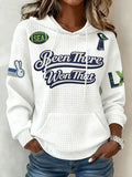 Ladies' Retro Casual Seahawk Champion Printed Waffle Hoodie