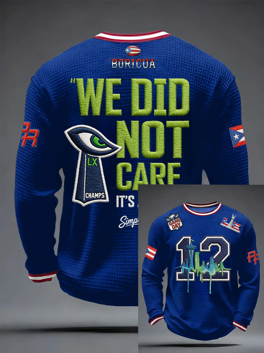 Men's Retro Casual Seahawk Champion Waffle Round Neck T-shirt