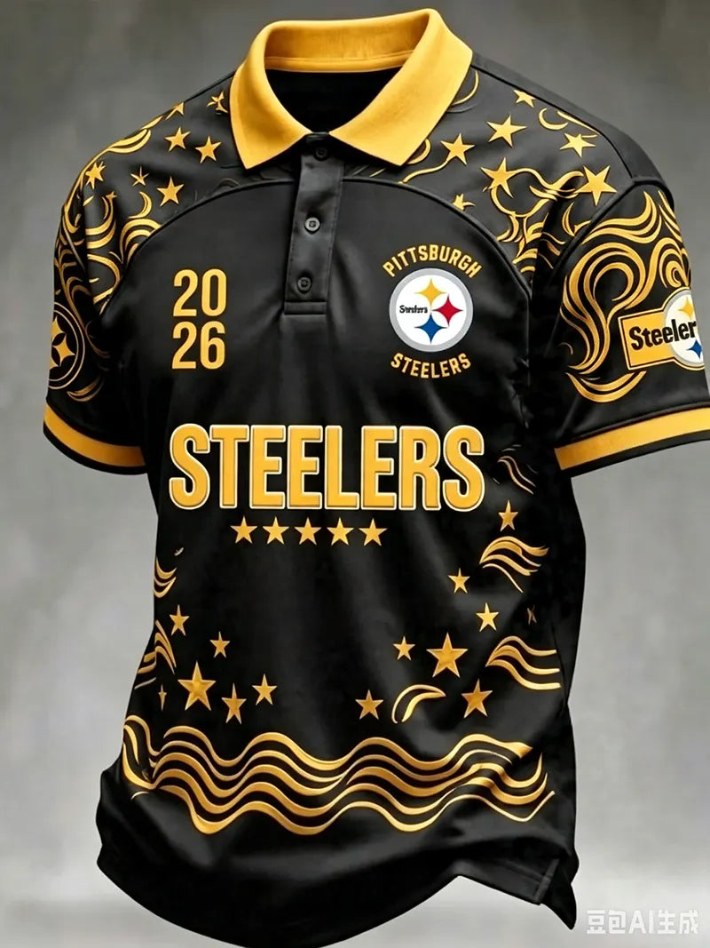 Men's Pittsburgh Steelers Fan Print Polo Shirt