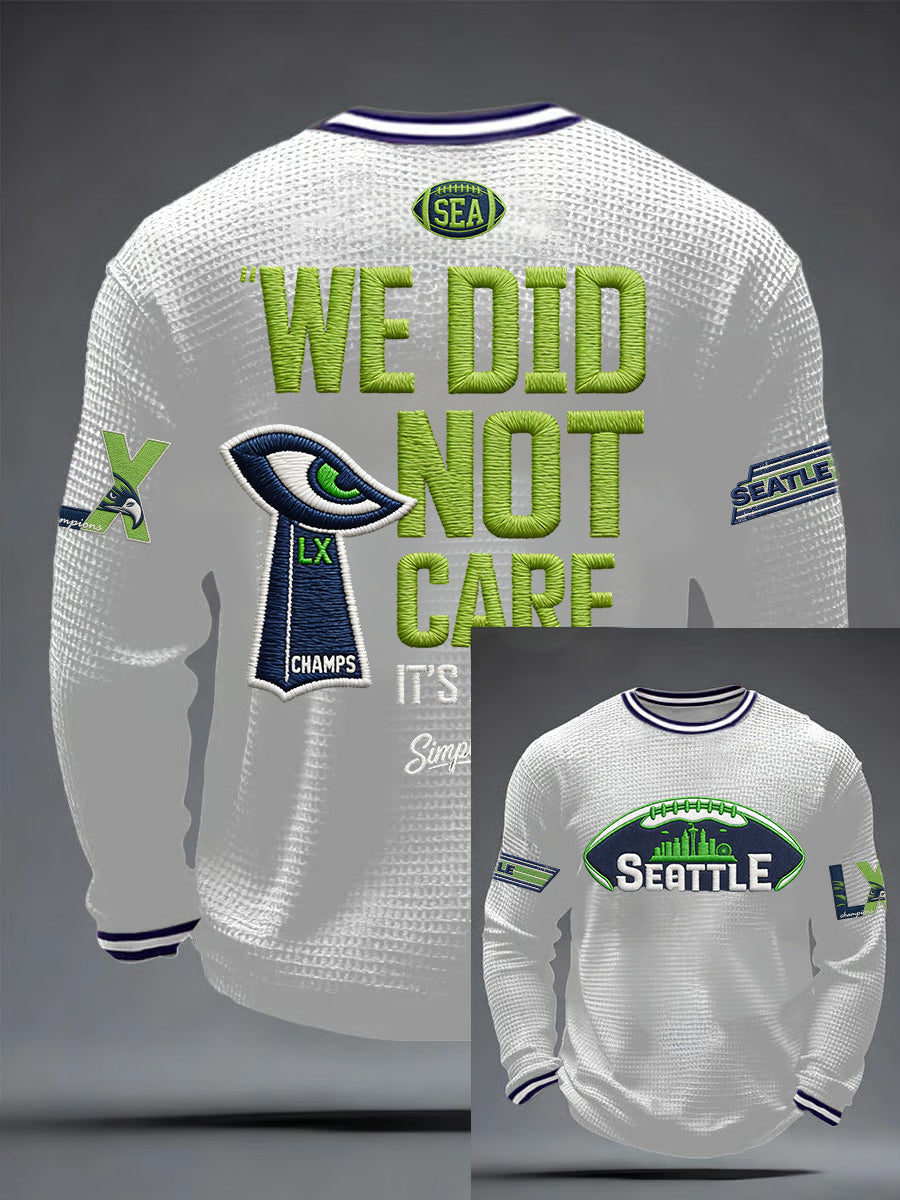 Men's Retro Casual Seahawk Champion Waffle Round Neck T-shirt