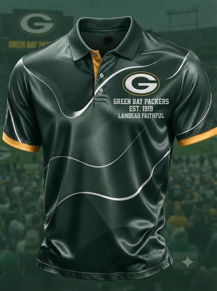 Men's Green Bay Packers Football Print Polo Shirt