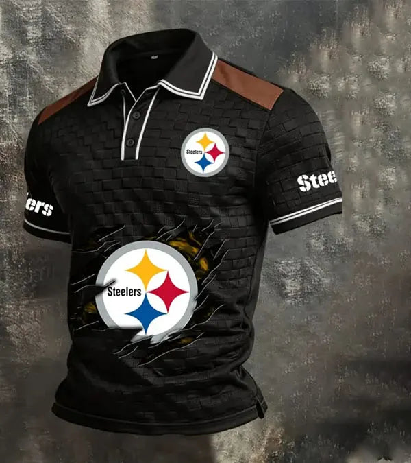 Men's Pittsburgh Steelers Fan Print Polo Shirt