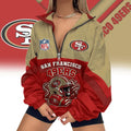 Women's San Francisco 49ers Fan Championship Vibe V-Neck Zipper Sweatshirt Jackets