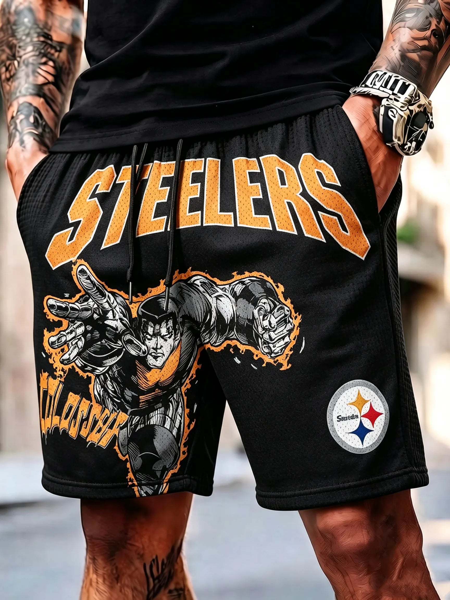 Men's Steelers Print Casual Shorts