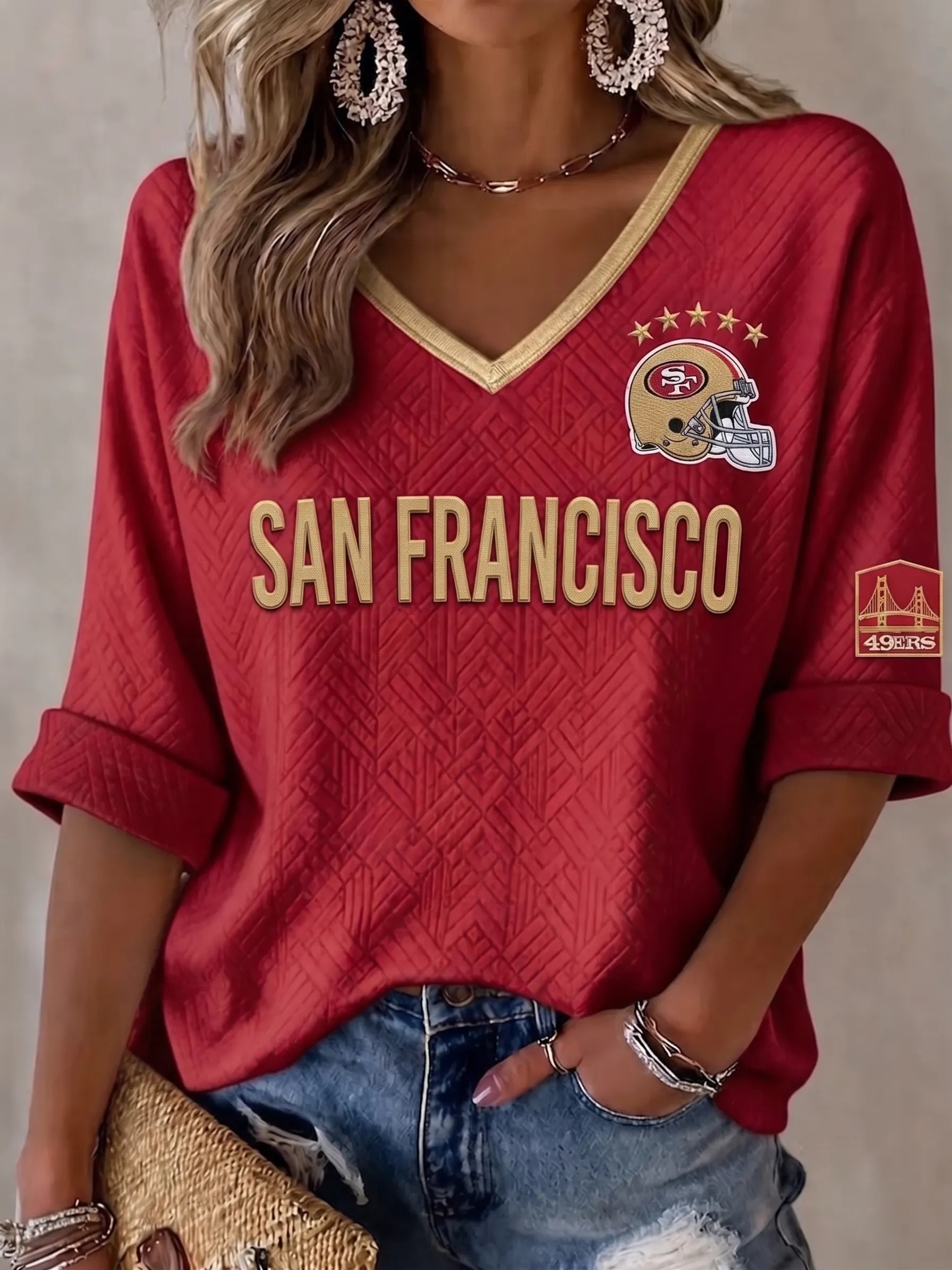 Women's San Francisco 49ers Football Match Pink Fans' Art Print T-Shirt