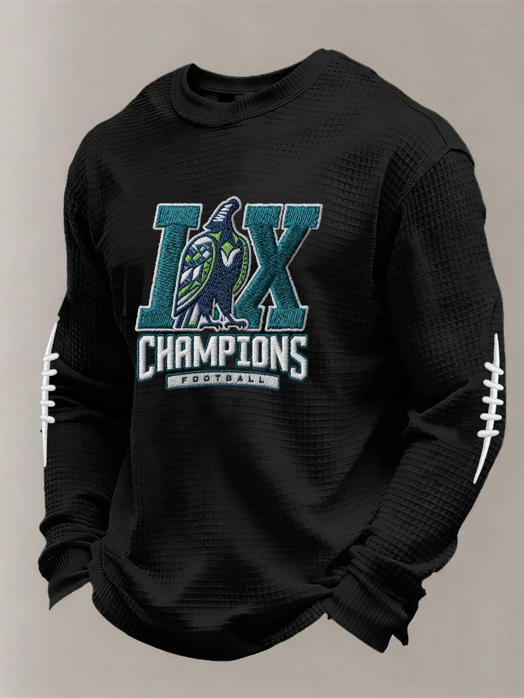 Men’s Football Graphic Waffle Knit Long Sleeve Crewneck T-Shirt