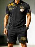 Men's Steelers Polo Shorts Set