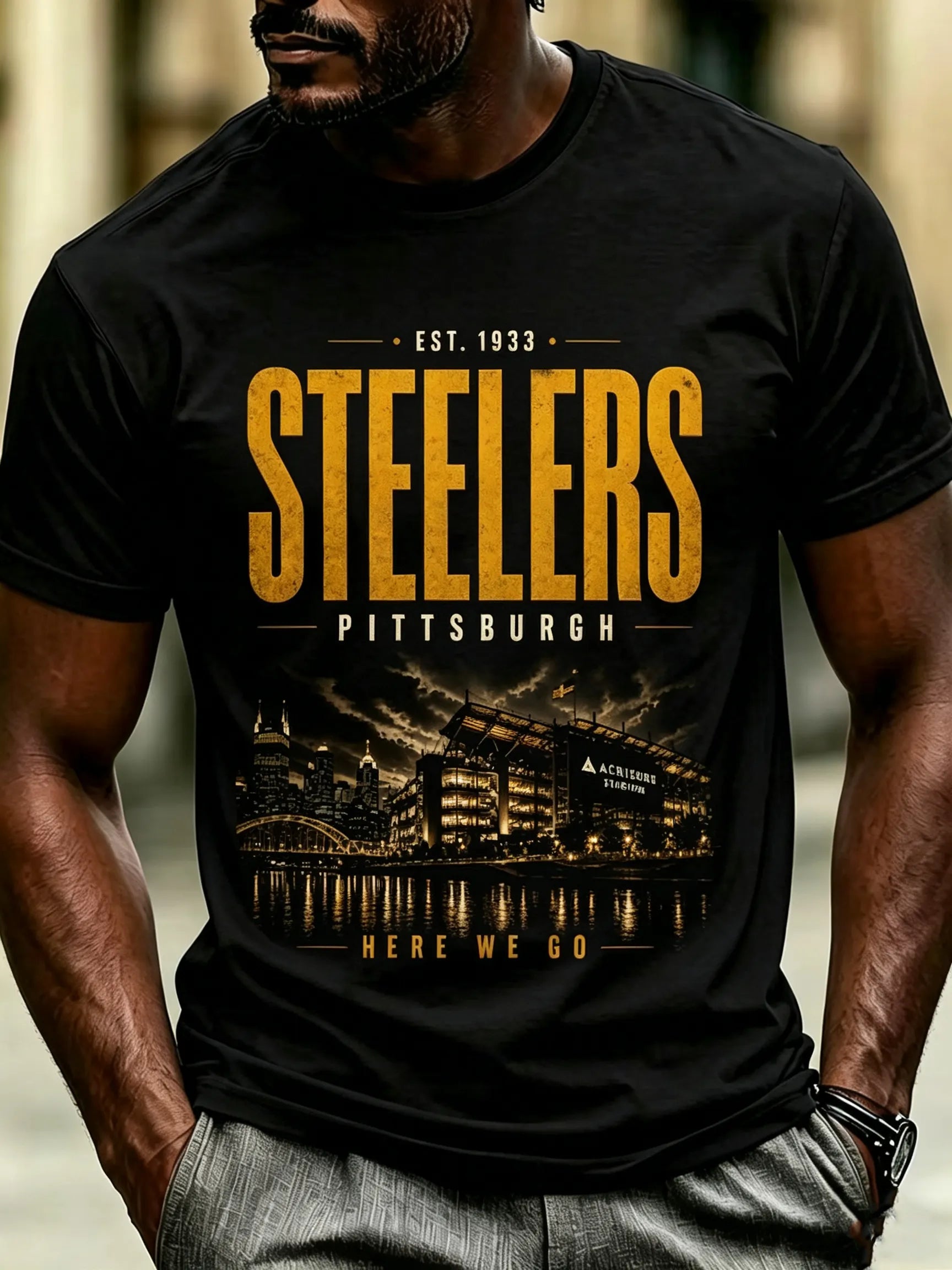 Men's Steelers Print Polo Shirt