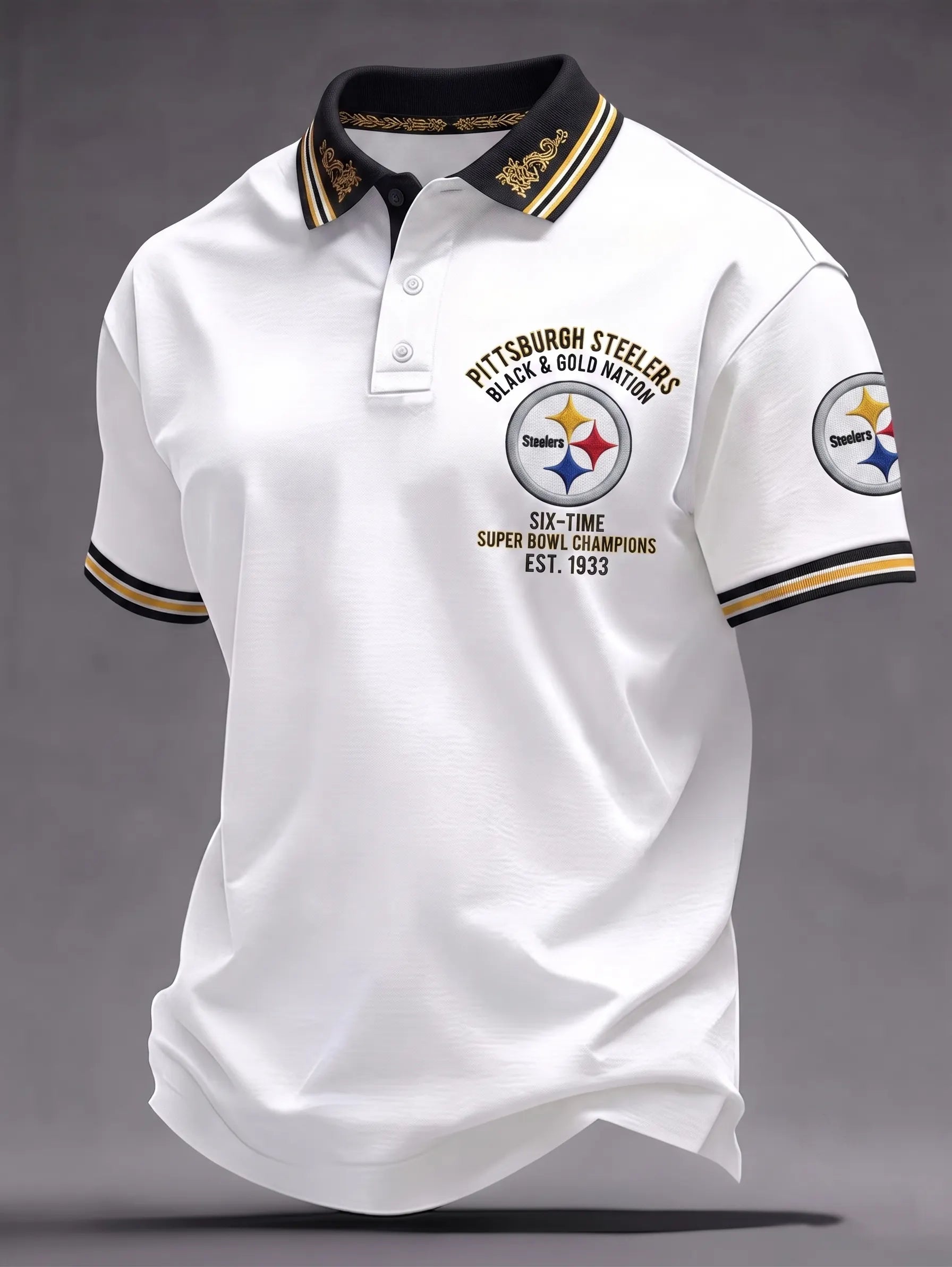 Men's Steelers Print Polo Shirt